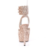 Gold Glitter 15 cm DELIGHT-691LG pleaser high heels with ankle straps