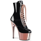 Gold Patent 18 cm ADORE-1020 womens chrome platform ankle boots