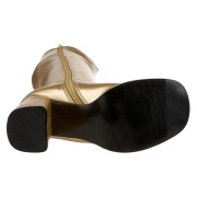 Golden boots block heel 7,5 cm - 70s years style hippie disco gogo under kneeboots vinyl