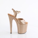 Golden high heels 20 cm FLAMINGO-809GP glitter platform high heels