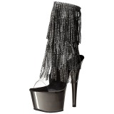 Gr� 18 cm ADORE-1017RSF ankelst�vler til damer med frynser