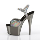 Grå 18 cm ADORE-709HGCH Hologram plateau high heels sko