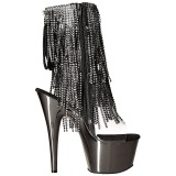 Gray 18 cm ADORE-1017RSF womens fringe ankle boots high heels