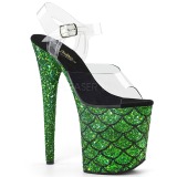 Grøn 20 cm FLAMINGO-808MSLG glitter plateau sandaler sko