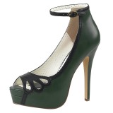 Grøn Kunstlæder 13,5 cm BELLA-31 dame pumps sko med åben tå