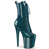 Grøn glitter 20 cm kvinder højhælede boots plateau
