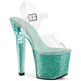 Grønne 18 cm LOVESICK-708SG glitter plateau sandaler sko