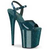 Grønne 20 cm FLAMINGO-809GP glitter plateau sandaler sko