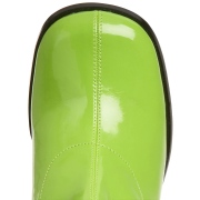 Grønne laklæder støvler blokhæl 7,5 cm - 70 erne hippie disco boots knæhøje - patent læder støvler