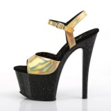 Guld 18 cm SKY-309HG Hologram plateau high heels sko
