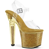 Guld 20 cm LOVESICK-708SG glitter plateau sandaler sko
