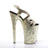 Guld 23 cm INFINITY-930LG glitter plateau high heels sko