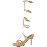 Guld 8 cm ROMAN-10 knhje gladiator sandaler til damer