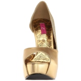 Guld Glitter 14,5 cm Burlesque TEEZE-41W pumps brede fødder til mænd