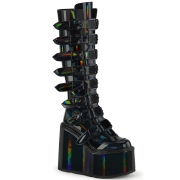 Hologram 14 cm SWING-815 alternativ plateaustøvler med spænder sorte