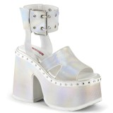 Hvid 13 cm Demonia CAMEL-102 lolita sandaler med plateau