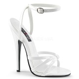 Hvid 15 cm DOMINA-108 fetish sandaler med stilethæl