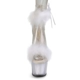 Hvid 18 cm ADORE-724F pole dance hjhlede sandaler med fjer
