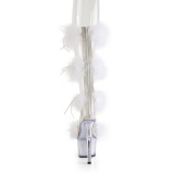 Hvid 18 cm ADORE-728F pole dance hjhlede sandaler med fjer