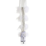 Hvid 18 cm ADORE-728F pole dance h�jh�lede sandaler med fjer