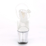 Hvid 18 cm FLASH-708SCH poledance sandaler med LED p�re plateau