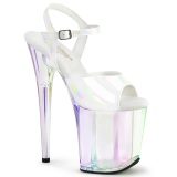 Hvid 20 cm FLAMINGO-809HT Hologram plateau high heels sko