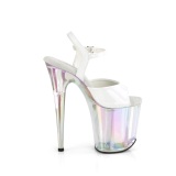 Hvid 20 cm FLAMINGO-809HT Hologram plateau high heels sko