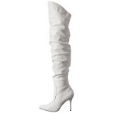 Hvid Kunstlæder 10 cm CLASSIQUE-3011 Højhælede Overknee Støvler