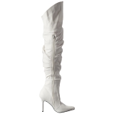 Hvid Kunstlæder 10 cm CLASSIQUE-3011 Højhælede Overknee Støvler