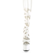 Hvid Kunstlæder 18 cm ADORE-700-48 høje hæle med ankel snørebånd