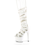 Hvid Kunstlæder 18 cm ADORE-700-48 høje hæle med ankel snørebånd