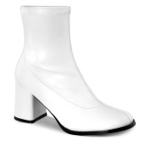 Hvid Kunstlæder 7,5 cm GOGO-150 stretch ankelstøvler med blokhæl til kvinder