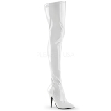 Hvid Lak 13 cm SEDUCE-3000 overknee støvler med hæl