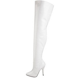 Hvid Lak 13 cm SEDUCE-3010 overknee støvler med hæl