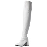 Hvid Lak 8 cm GOGO-3000 overknee st�vler med h�l til M�nd