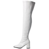 Hvid Lak 8 cm GOGO-3000 overknee st�vler med h�l til M�nd