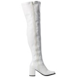 Hvid Lak 8 cm GOGO-3000 overknee st�vler med h�l til M�nd