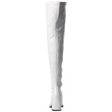 Hvid Lak 8 cm GOGO-3000 overknee st�vler med h�l til M�nd