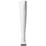 Hvid Lak 8 cm GOGO-3000 overknee st�vler med h�l til M�nd