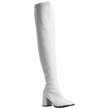 Hvid Lak 8 cm GOGO-3000 overknee st�vler med h�l til M�nd