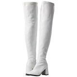 Hvid Lak 8 cm GOGO-3000 overknee st�vler med h�l til M�nd