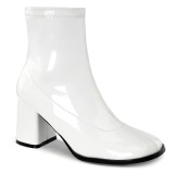 Hvid Laklæder 7,5 cm GOGO-150 stretch ankelstøvler med blokhæl til kvinder