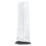 Hvid Laklder 7,5 cm GOGO-150 stretch ankelstvler med blokhl til kvinder
