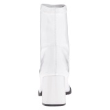 Hvid Laklder 7,5 cm GOGO-150 stretch ankelstvler med blokhl til kvinder