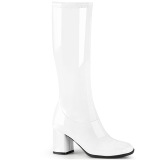 Hvid Laklæder 7,5 cm GOGO-300-2 højhælede støvler med blokhæl