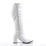 Hvid Laklæder 7,5 cm GOGO-300WC damestøvler til brede lægge