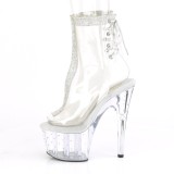 Hvid gennemsigtig 18 cm STARDUST-1018C-2RS h�jh�lede ankelst�vler - pole danseskoene