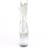 Hvid gennemsigtig 18 cm STARDUST-1018C-2RS h�jh�lede ankelst�vler - pole danseskoene