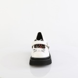 Hvide 6,5 cm RENEGADE-56 emo maryjane sko - plateausko med spænde