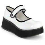 Hvide 6 cm SPRITE-01 emo maryjane sko - plateausko med spænde